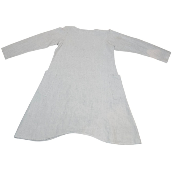 🇨Maiwa Handprints Studio,Minimalist Taupe Shift, 100% Linen Dress with Pockets - Picture 10 of 11